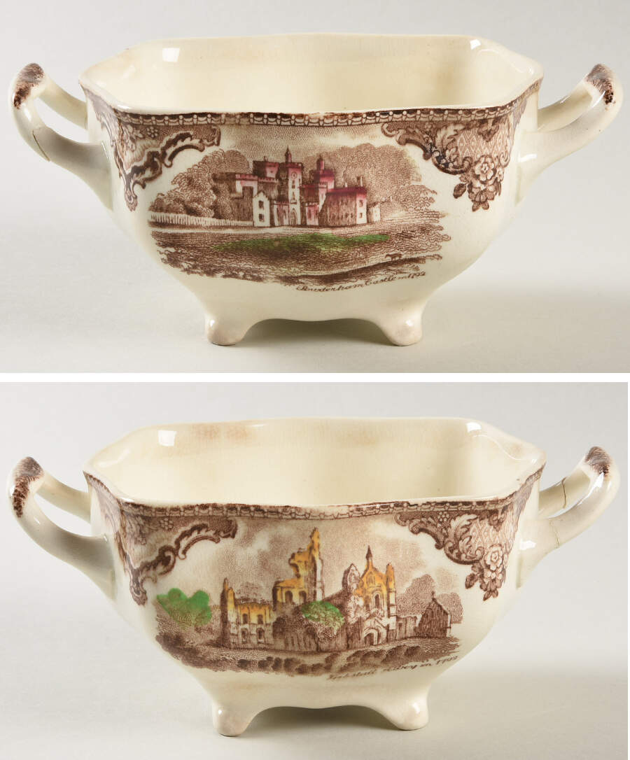 Old Britain Castles Brown Multicolor Sugar Bowl No Lid by Johnson Brothers-1
