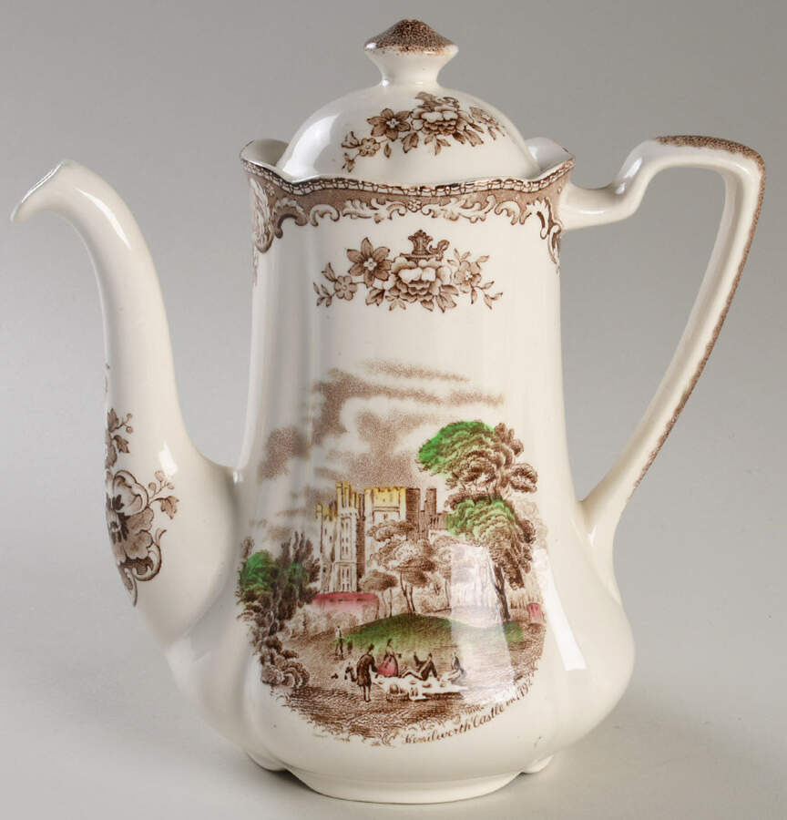 Old Britain Castles Brown Multicolor Coffee Pot & Lid by Johnson Brothers-1