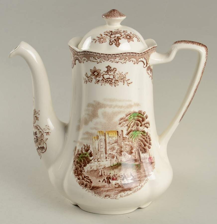 Old Britain Castles Brown Multicolor Small Coffee Pot & Lid by Johnson Brothers-1