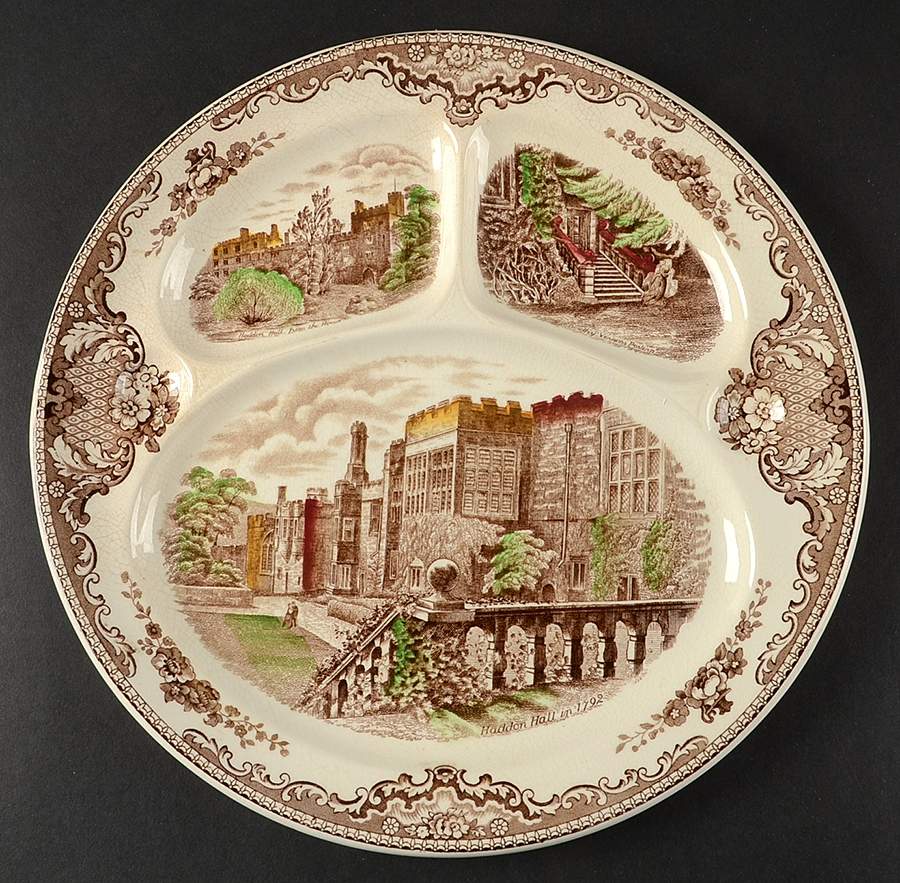 Old Britain Castles Brown Multicolor Grill Plate by Johnson Brothers-1