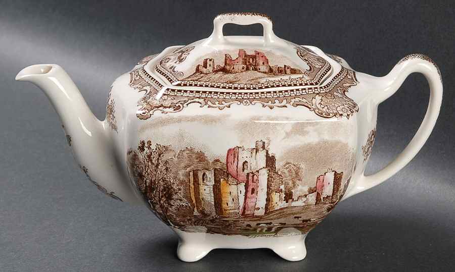 Old Britain Castles Brown Multicolor Small Teapot & Lid by Johnson Brothers-1