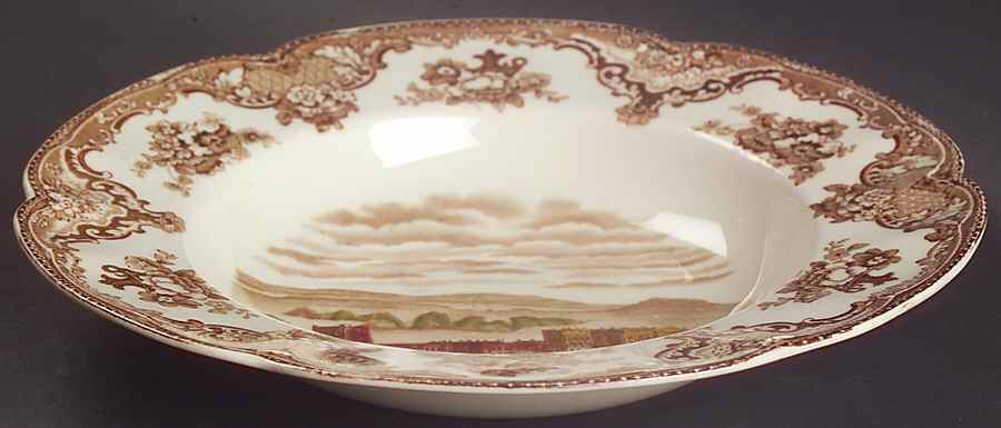 Old Britain Castles Brown Multicolor Rim Soup Bowl by Johnson Brothers-1
