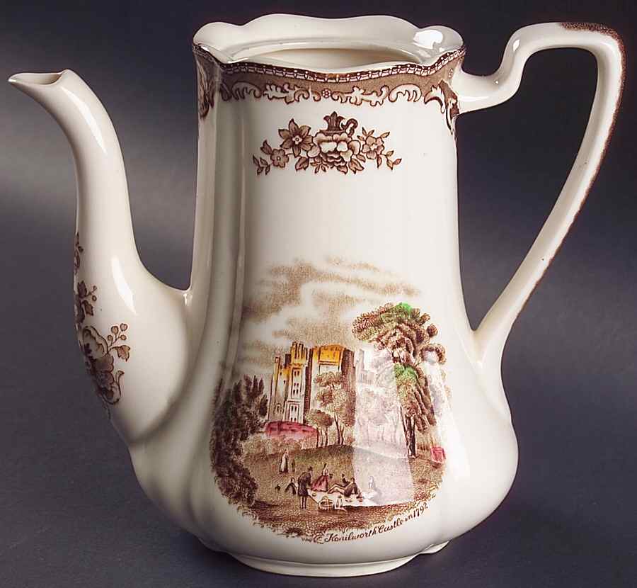 Old Britain Castles Brown Multicolor Coffee Pot No Lid by Johnson Brothers-1