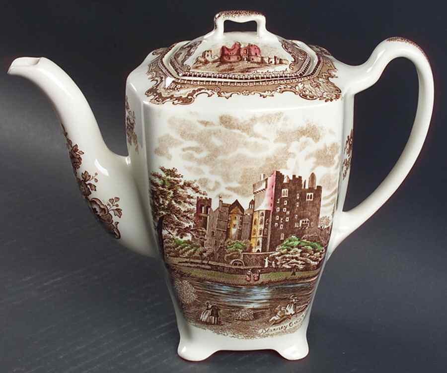 Old Britain Castles Brown Multicolor Coffee Pot & Lid by Johnson Brothers-1
