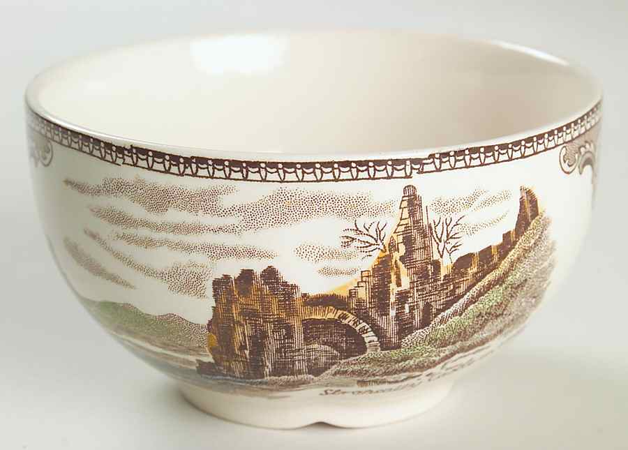 Old Britain Castles Brown Multicolor Open Sugar Bowl by Johnson Brothers-1
