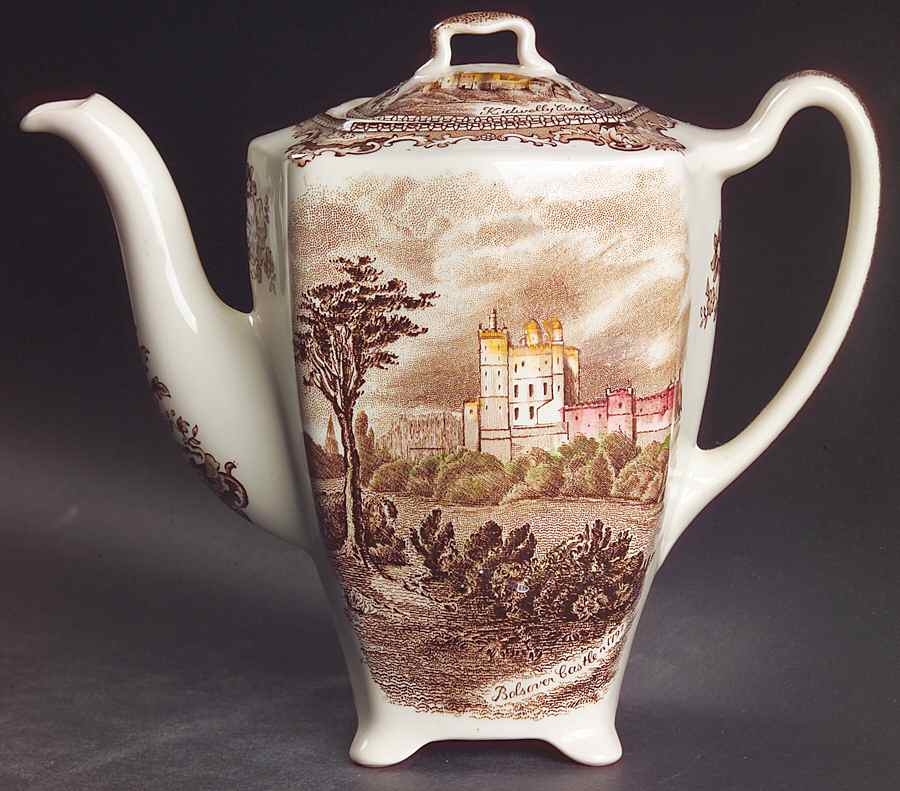 Old Britain Castles Brown Multicolor Small Coffee Pot & Lid by Johnson Brothers-1