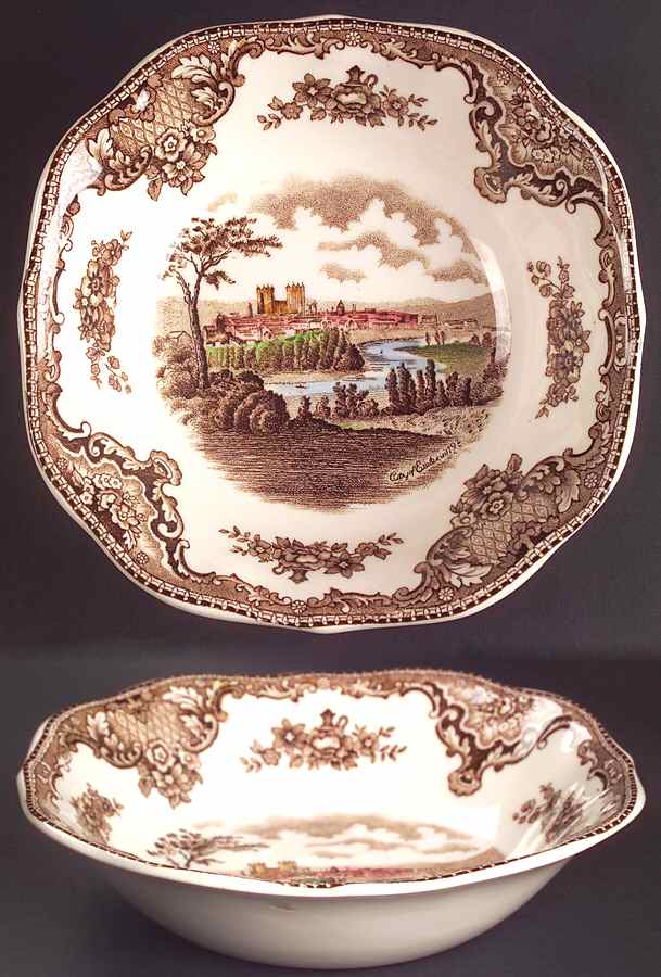 Old Britain Castles Brown Multicolor Square Soup Bowl by Johnson Brothers-1