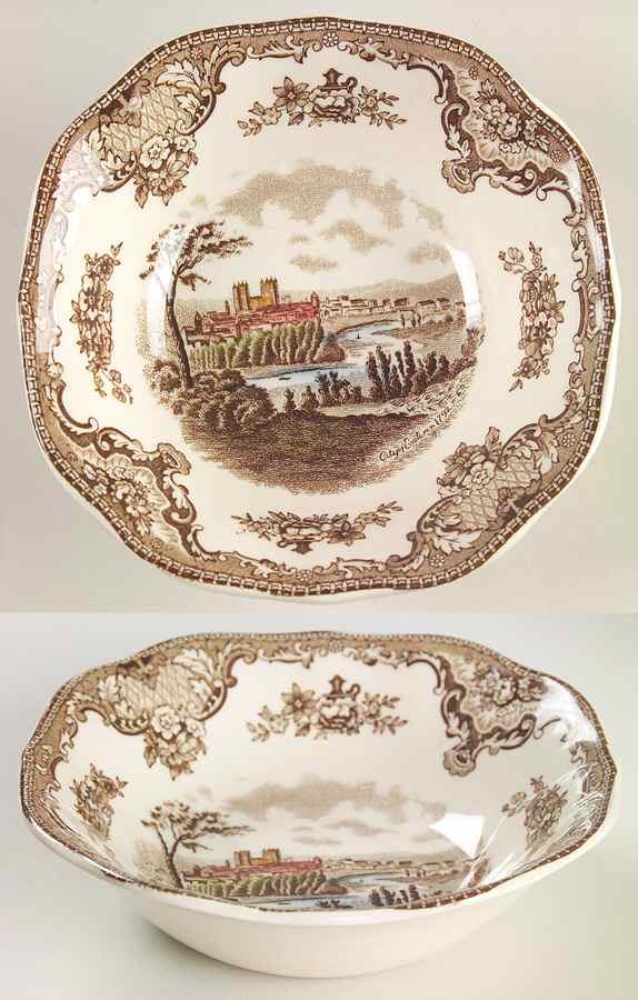 Old Britain Castles Brown Multicolor Square Cereal Bowl by Johnson Brothers-1