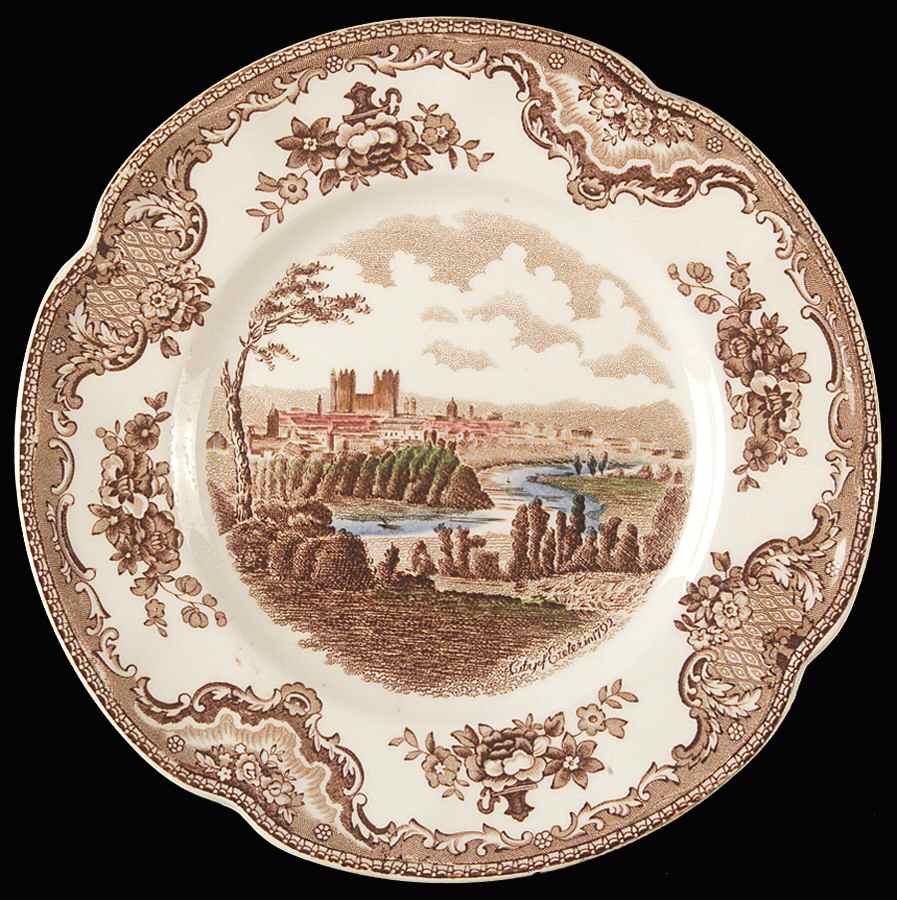 Old Britain Castles Brown Multicolor Dessert/Pie Plate by Johnson Brothers-1