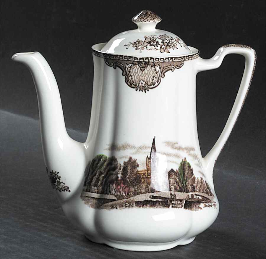 Old Britain Castles Brown Multicolor Mini Coffee Pot & Lid by Johnson Brothers-1