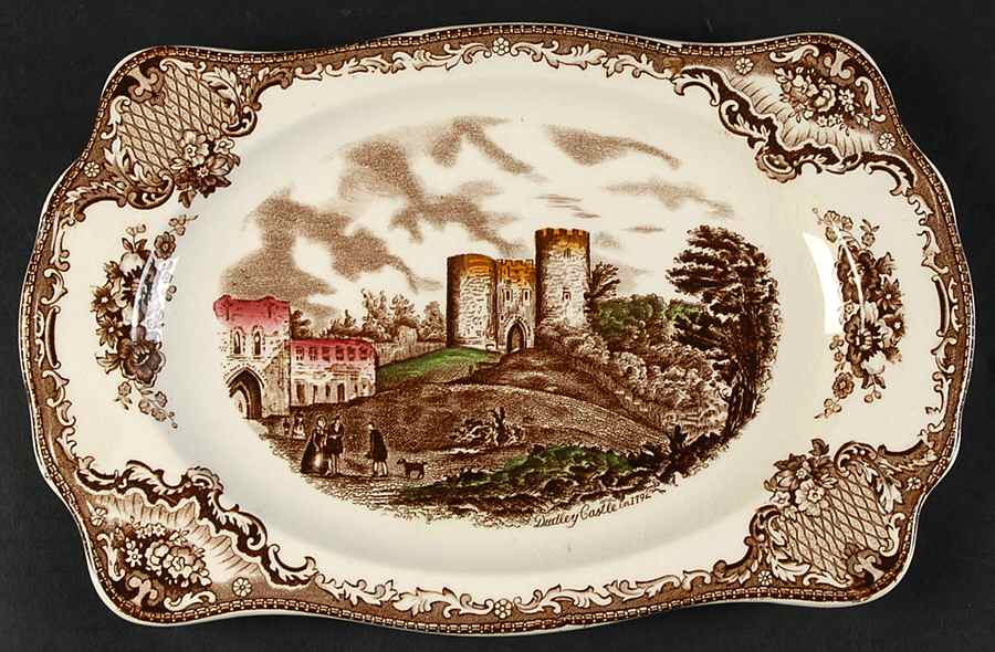 Old Britain Castles Brown Multicolor 10" Rectangular Serving Platter by Johnson Brothers-1