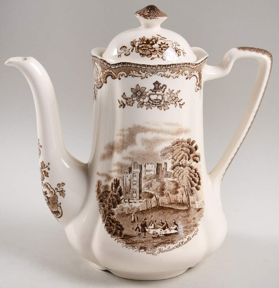 Old Britain Castles Brown Coffee Pot & Lid by Johnson Brothers-1