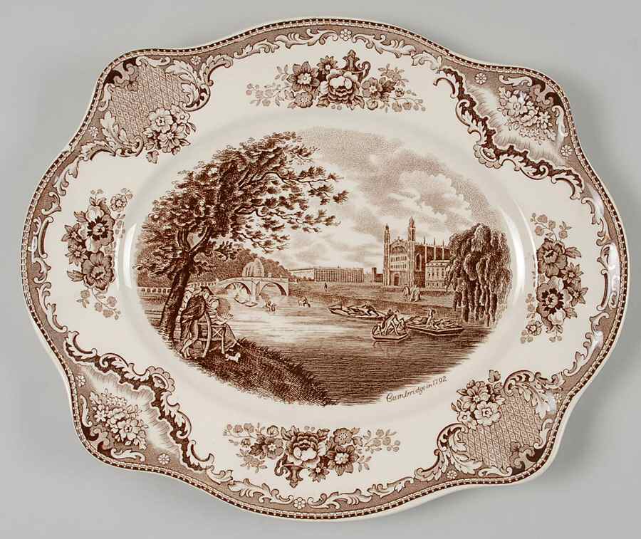Old Britain Castles Brown 11" Oval Serving Platter by Johnson Brothers-1