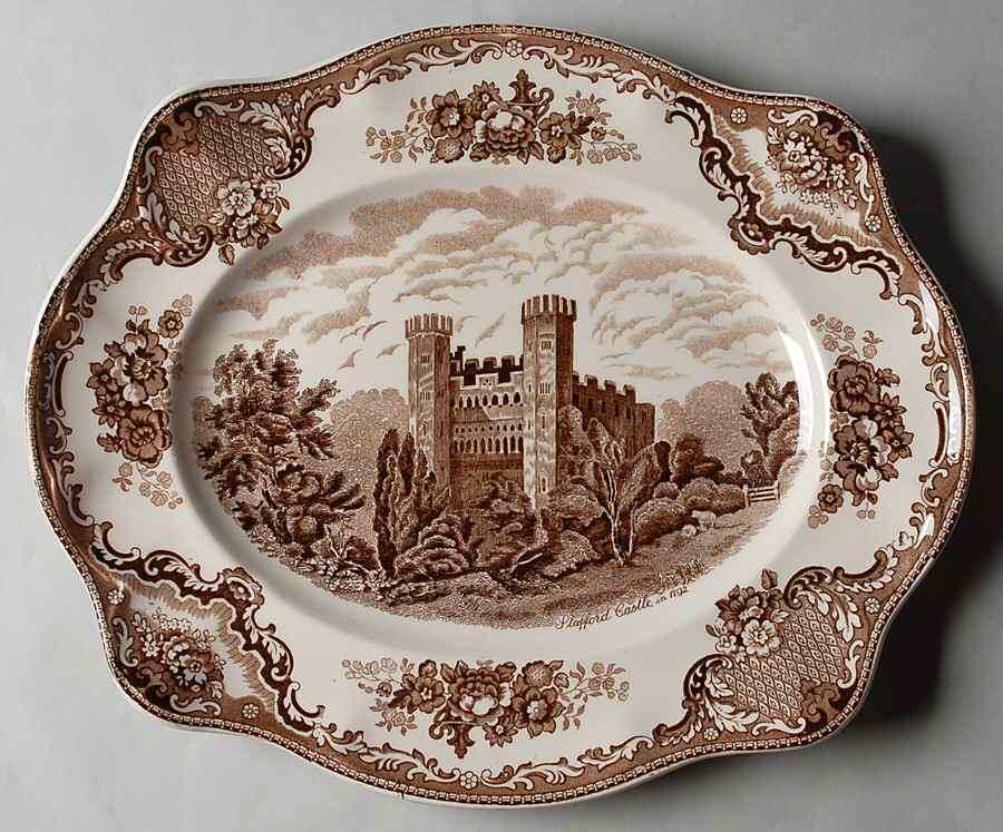Old Britain Castles Brown 15" Oval Serving Platter by Johnson Brothers-1