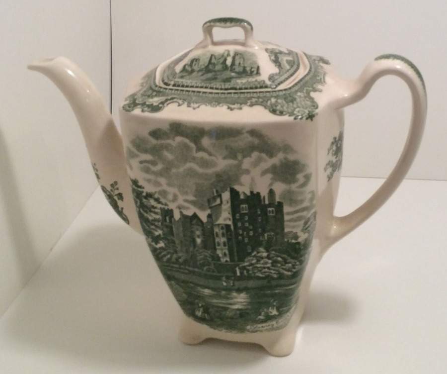 Old Britain Castles Green Coffee Pot & Lid by Johnson Brothers-1