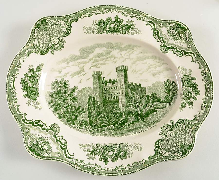 Old Britain Castles Green 15" Oval Serving Platter by Johnson Brothers-1