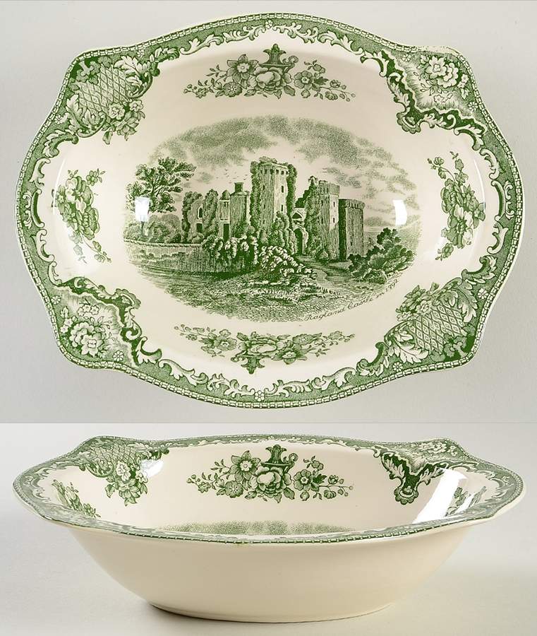 Old Britain Castles Green 8" Oval Vegetable Bowl by Johnson Brothers-1