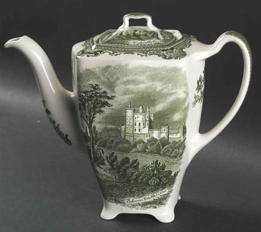 Old Britain Castles Green Coffee Pot & Lid by Johnson Brothers-1