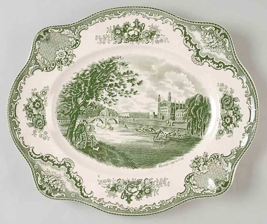 Old Britain Castles Green 11" Oval Serving Platter by Johnson Brothers-1