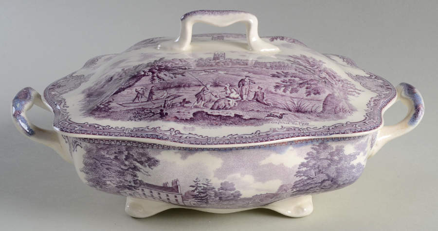 Old Britain Castles Lavender (Not Ribbed) Square Covered Vegetable by Johnson Brothers-1