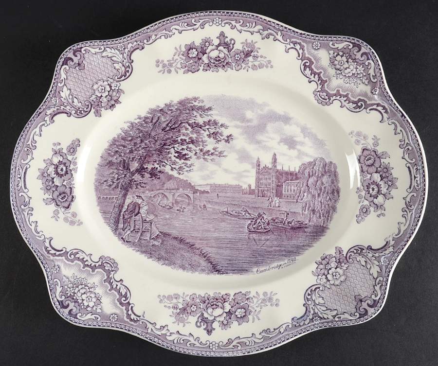 Old Britain Castles Lavender (Not Ribbed) 13" Oval Serving Platter by Johnson Brothers-1