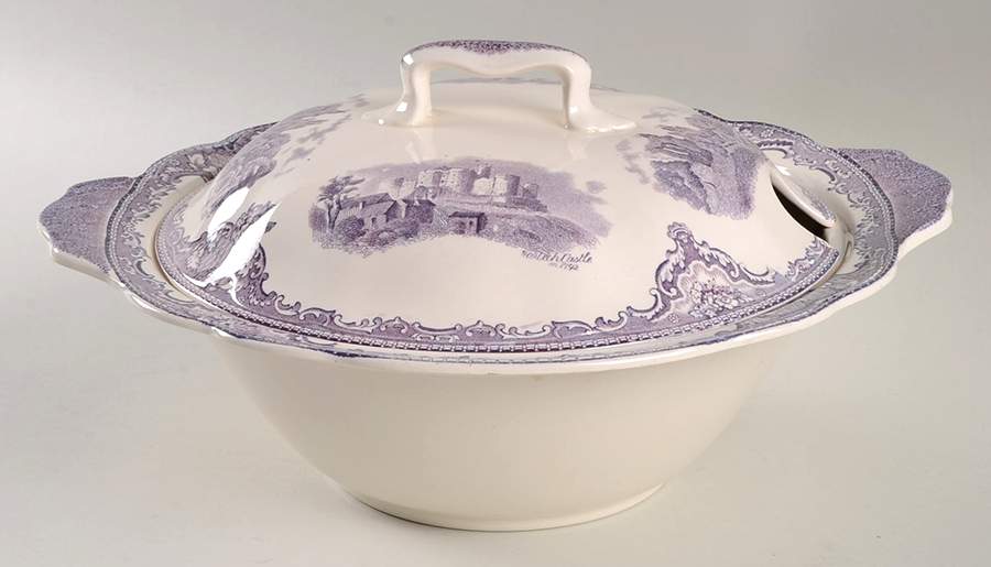 Old Britain Castles Lavender (Not Ribbed) Large Round Covered Vegetable by Johnson Brothers-1