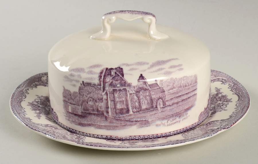 Old Britain Castles Lavender (Not Ribbed) Round Covered Butter by Johnson Brothers-1