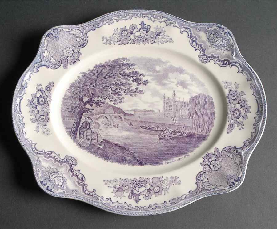 Old Britain Castles Lavender (Not Ribbed) 12" Oval Serving Platter by Johnson Brothers-1