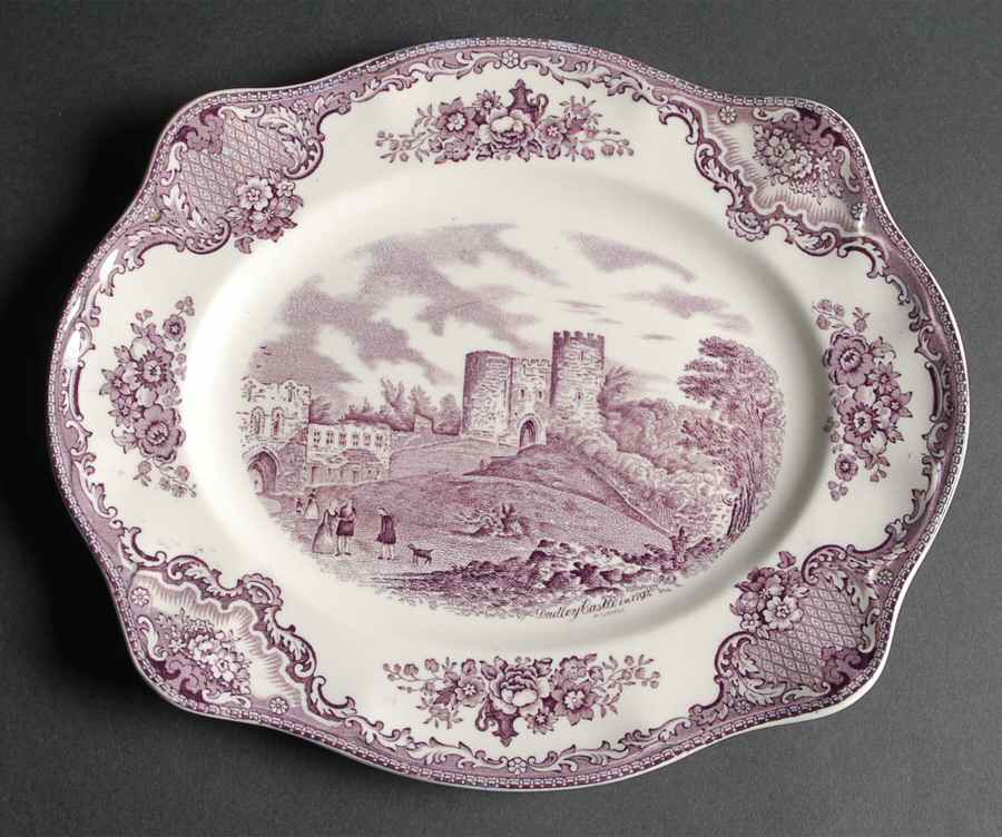 Old Britain Castles Lavender (Not Ribbed) 10" Oval Serving Platter by Johnson Brothers-1