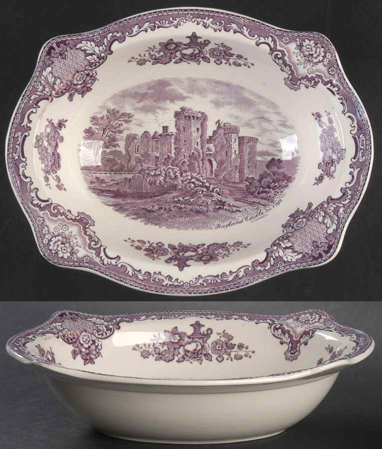 Old Britain Castles Lavender (Not Ribbed) 9" Oval Vegetable Bowl by Johnson Brothers-1