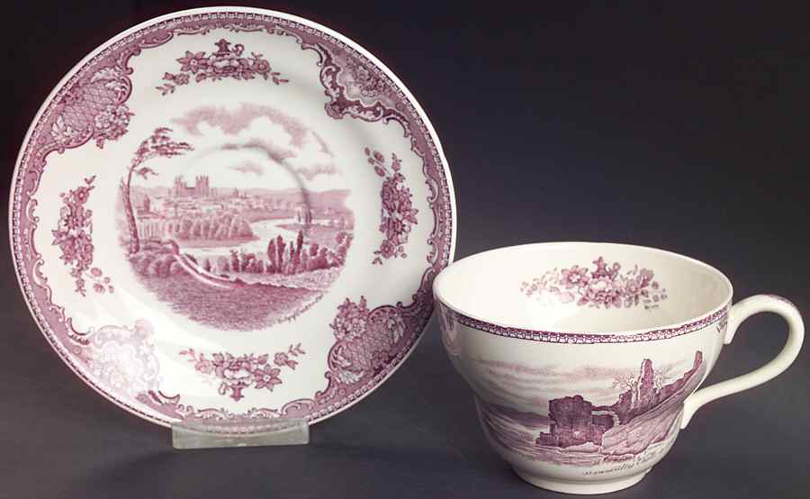Old Britain Castles Lavender (Not Ribbed) Oversized Cup & Saucer Set by Johnson Brothers-1
