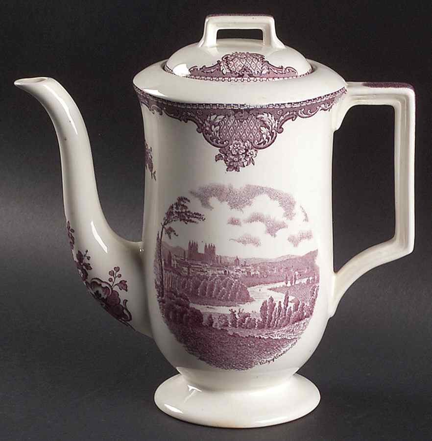 Old Britain Castles Lavender (Not Ribbed) Coffee Pot & Lid by Johnson Brothers-1