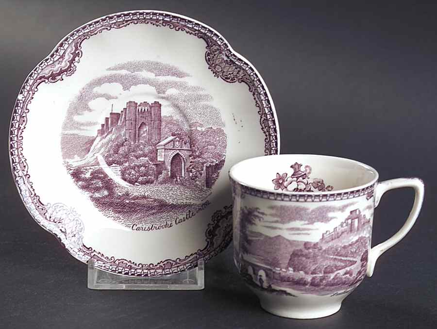 Old Britain Castles Lavender (Not Ribbed) Flat Demitasse Cup & Saucer Set by Johnson Brothers-1