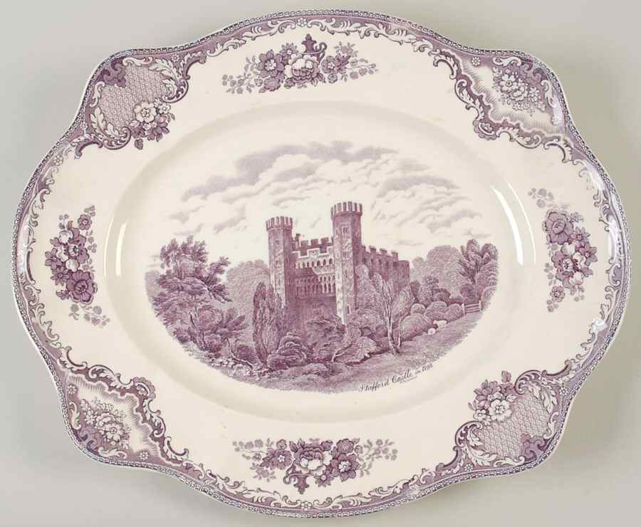 Old Britain Castles Lavender (Not Ribbed) 17" Oval Serving Platter by Johnson Brothers-1