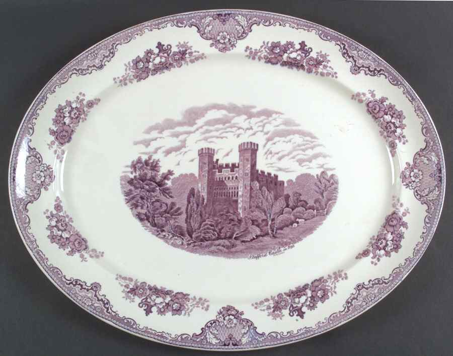 Old Britain Castles Lavender (Not Ribbed) 20" Oval Serving Platter by Johnson Brothers-1