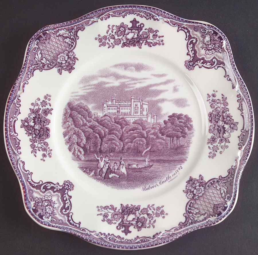 Old Britain Castles Lavender (Not Ribbed) Square Salad Plate by Johnson Brothers-1
