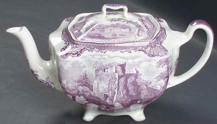 Old Britain Castles Lavender (Not Ribbed) Teapot & Lid by Johnson Brothers-1