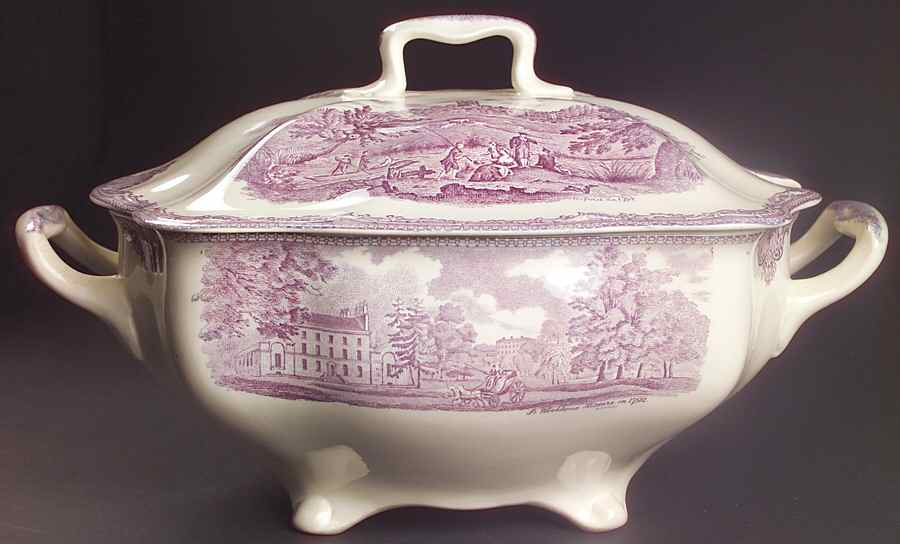 Old Britain Castles Lavender (Not Ribbed) Rectangular Tureen & Lid by Johnson Brothers-1