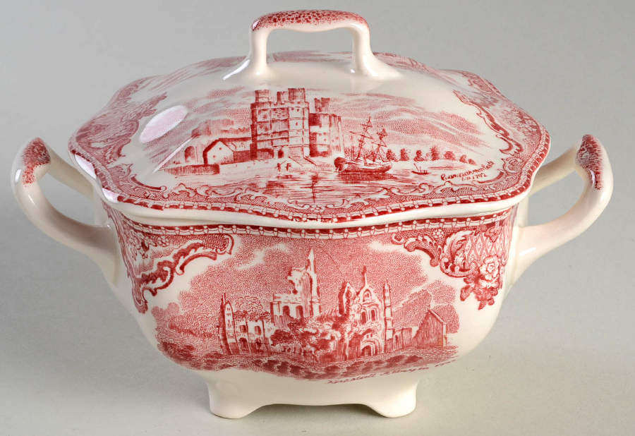 Old Britain Castles Pink (No Crown Made England) Sugar Bowl & Lid by Johnson Brothers-1