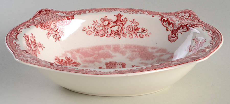 Old Britain Castles Pink (No Crown Made England) 8" Oval Vegetable Bowl by Johnson Brothers-1