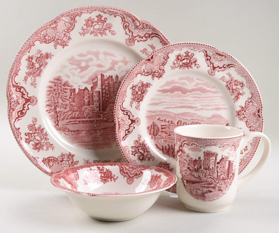Old Britain Castles Pink (No Crown Made England) 4 Piece Place Setting by Johnson Brothers-1