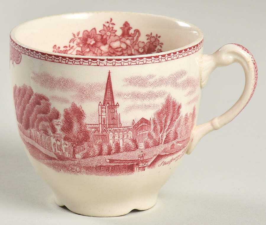 Old Britain Castles Pink (No Crown Made England) Flat Cup by Johnson Brothers-1