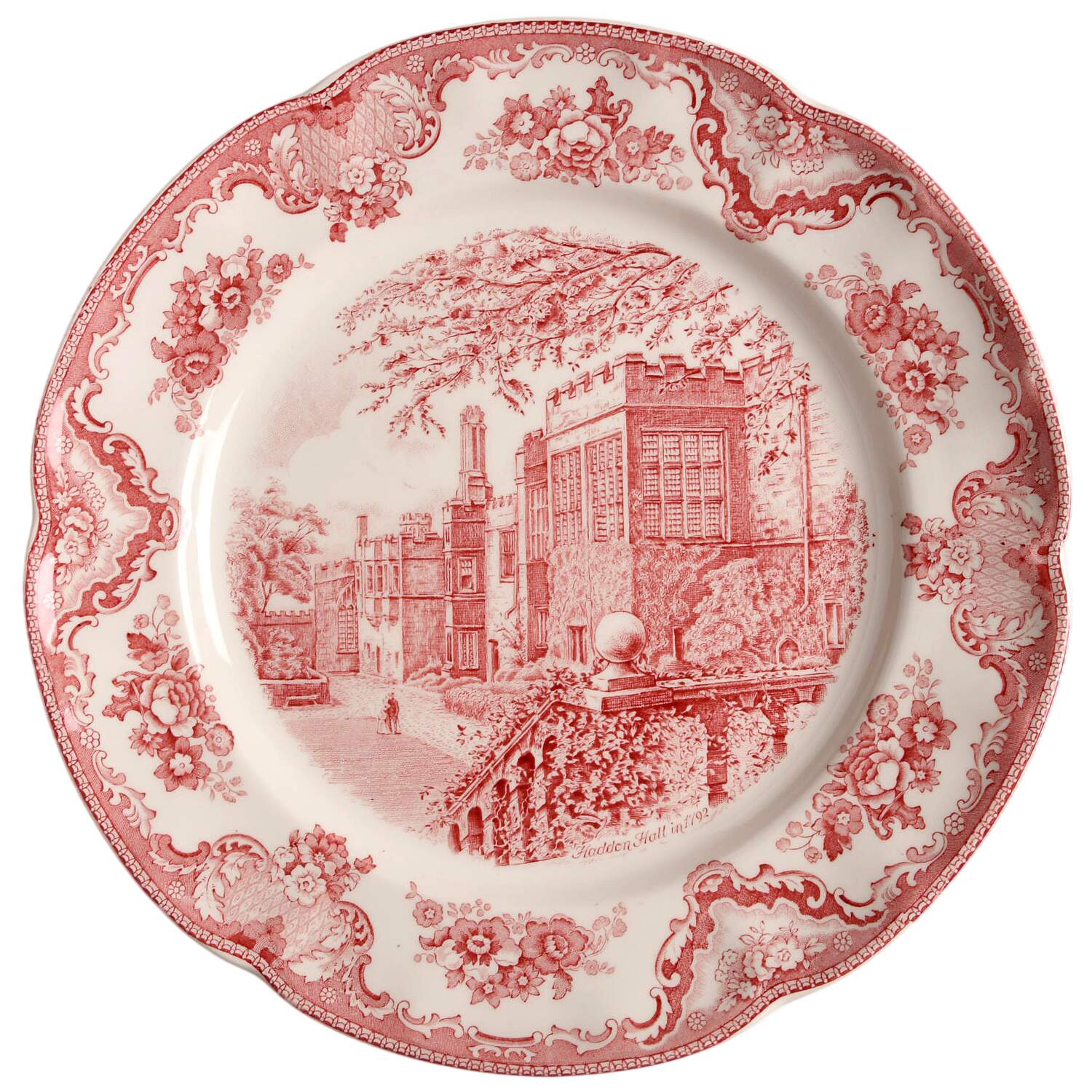 Old Britain Castles Pink (No Crown Made England) 12" Chop Plate (Round Platter) by Johnson Brothers-1