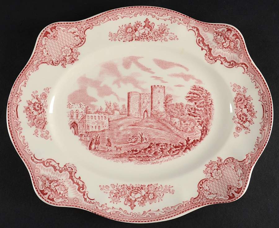 Old Britain Castles Pink (No Crown Made England) 11" Oval Serving Platter by Johnson Brothers-1