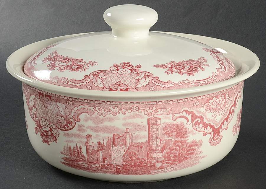 Old Britain Castles Pink (No Crown Made England) 2 Qt Round Covered Casserole by Johnson Brothers-1