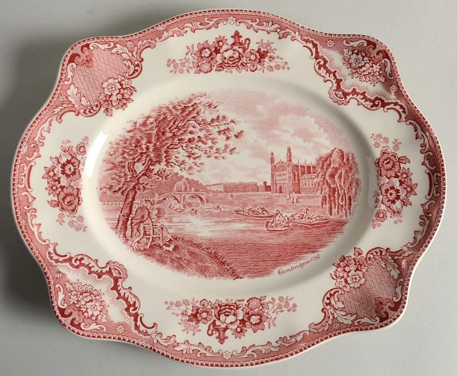Old Britain Castles Pink (No Crown Made England) 10" Oval Serving Platter by Johnson Brothers-1
