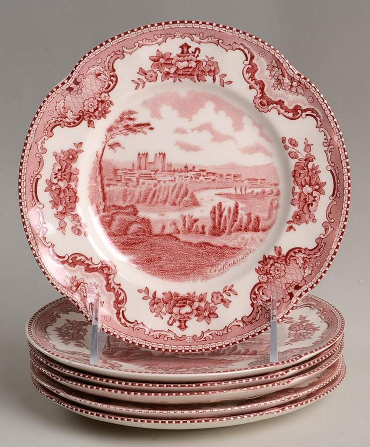 Old Britain Castles Pink (No Crown Made England) (Set Of 6) Dessert/Pie Plate by Johnson Brothers-1