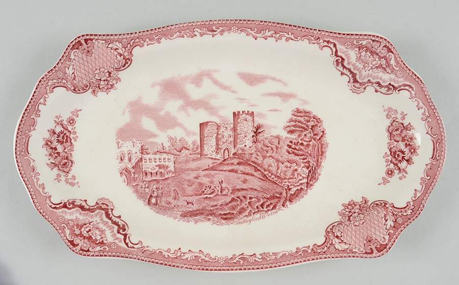 Old Britain Castles Pink (No Crown Made England) Large Sandwich Tray by Johnson Brothers-1
