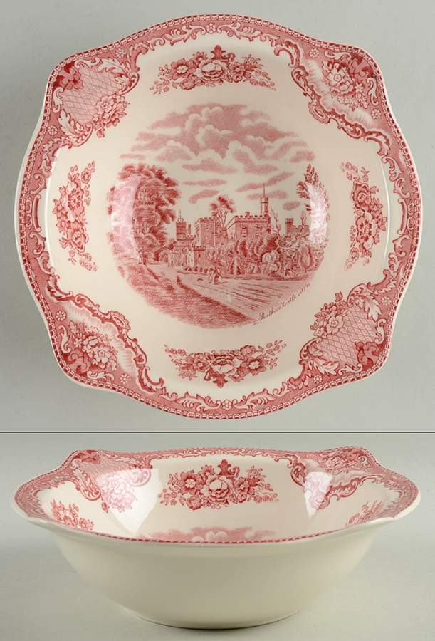 Old Britain Castles Pink (No Crown Made England) 8" Round Vegetable Bowl by Johnson Brothers-1