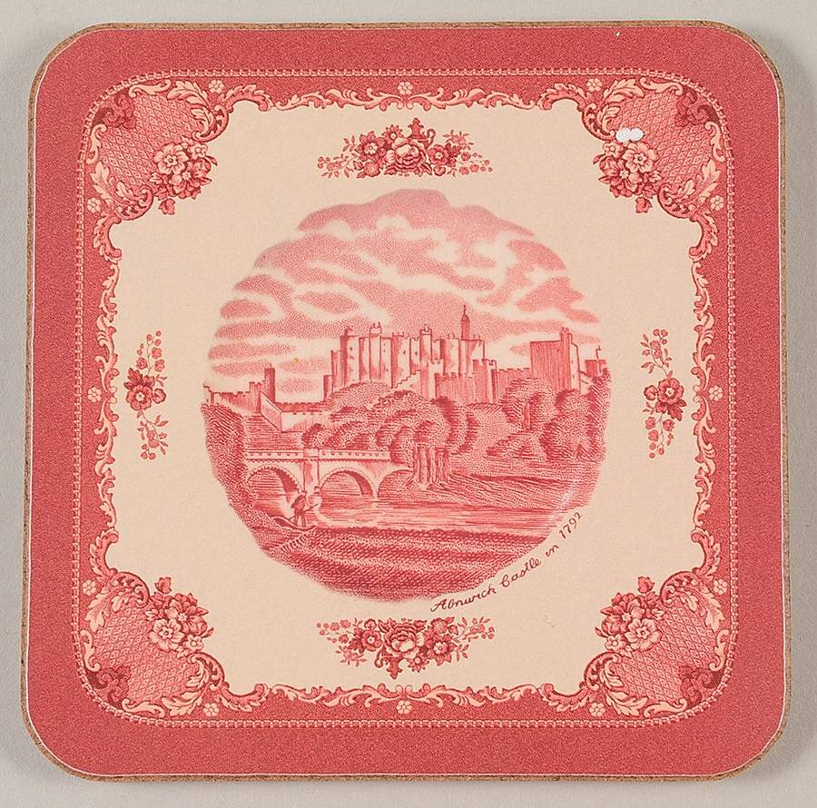 Old Britain Castles Pink (No Crown Made England) Square Corkback Coaster by Johnson Brothers-1